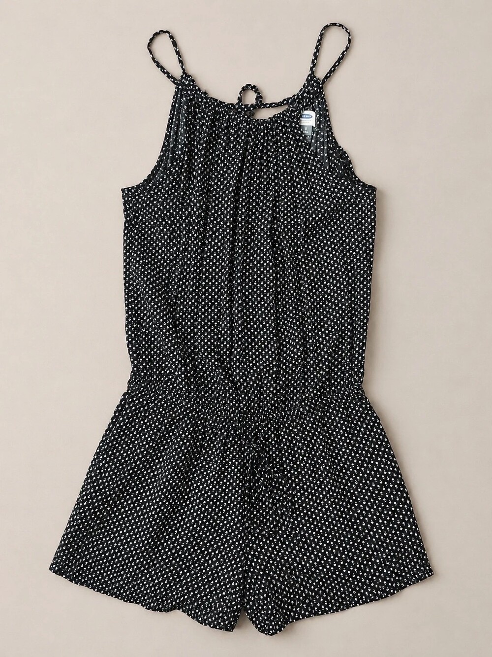 Old Navy Black Floral Romper Women’s Medium Tie Neck